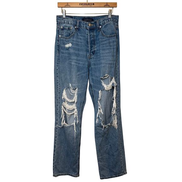 Aeropostale 90’s Baggy Thrashed Distressed Denim Jean High Rise Women’s Size 8 - Picture 1 of 9